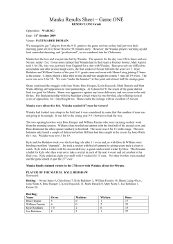 Mauku Results Sheet &ndash; Game ONE