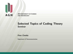 Selected Topics of Coding Theory - Seminar