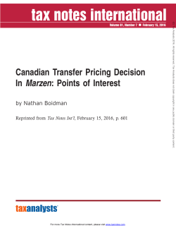 Canadian Transfer Pricing Decision In Marzen