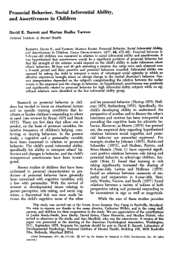 Prosocial Behavior, Social Inferential Ability, and Assertiveness in