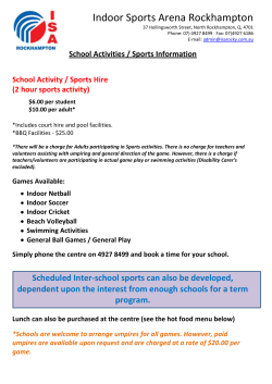 School Activities / Sports Information School Activity / Sports Hire