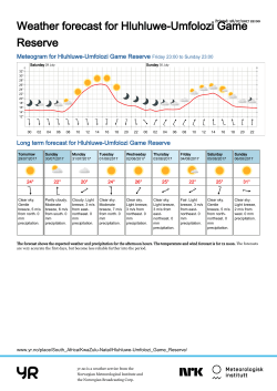 Weather forecast for Hluhluwe-Umfolozi Game Reserve