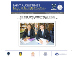 School Development Plan - St Augustine`s Catholic High School