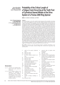 Probability of the Critical Length of a Fatigue Crack Occurring at the