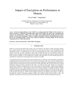 Impact of Encryption on Performance in Manets Jasvir Singh1