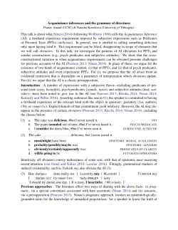 Acquaintance inferences and the grammar of directness This talk is