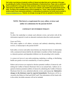 SLEEP | Conflict of Interest Disclosure | Attestation of Authorship
