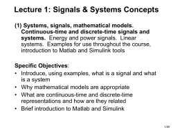 Systems, signals, mathematical models. Continuous