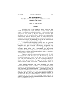 Abstract Is hedging with credit derivatives always beneficial? The