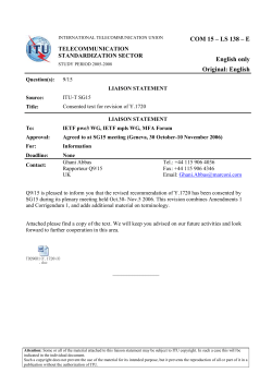 LIAISON STATEMENT: Consented text for revision of Y.1720