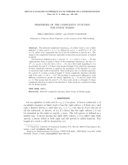 PROPERTIES OF THE COMPLEXITY FUNCTION FOR FINITE