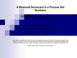 A Balanced Scorecard is a Process Not Numbers