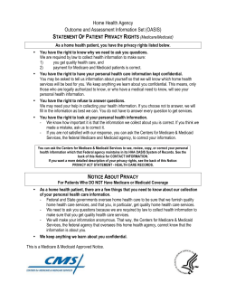 Home Health Agency Outcome and Assessment Information Set