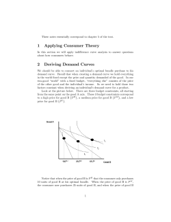 1 Applying Consumer Theory 2 Deriving Demand Curves
