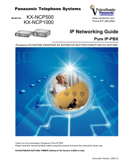 Panasonic KX-NCP500 KX-NCP1000 IP Networking Guide Pure IP