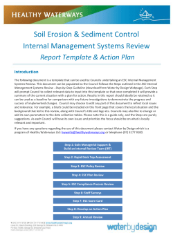 ESC Action Plan - Healthy Waterways