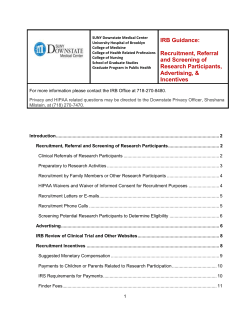 Recruitment, Referral and Screening of Research Participants