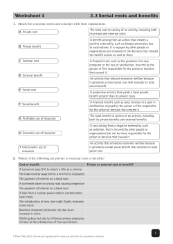 Worksheet 4 2.3 Social costs and benefits