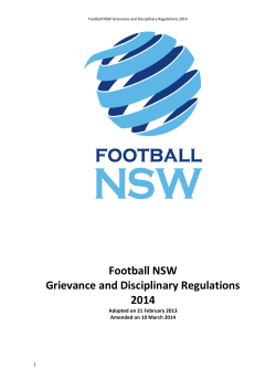 Football NSW Grievance and Disciplinary Regulations 2014