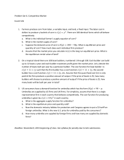 Problem Set 6. Competitive Market EconS 526 1