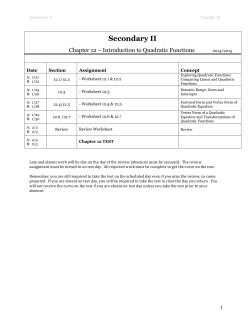 Secondary 2 Chapter 12 Secondary II Chapter 12 &ndash; Introduction to