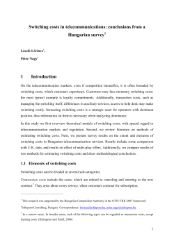 Switching costs in telecommunications