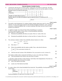 Discrete Random Variable Practice