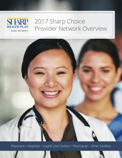 2017 Sharp Choice Provider Network Overview