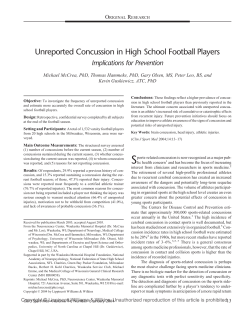 Unreported Concussion in High School Football Players