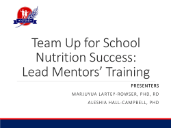 Team Up for School Nutrition Success: Lead Mentors* Training