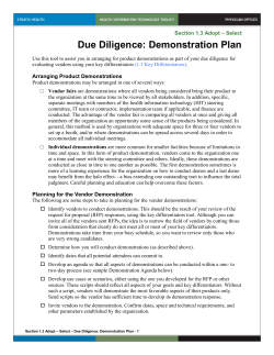 Due Diligence: Demonstration Plan doc