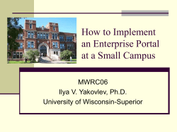 How to Implement an Enterprise Portal at a Small Campus