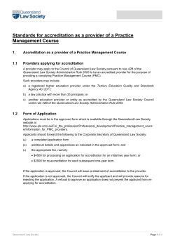 Standards for accreditation as a provider of a Practice Management
