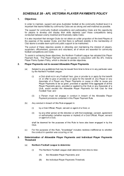 AFL Victoria Player Payments Policy