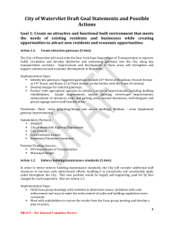 City of Watervliet Draft Goal Statements and Possible Actions