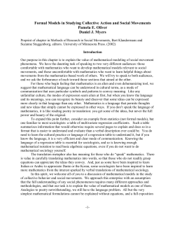 Formal Models in Studying Collective Action and Social Movements