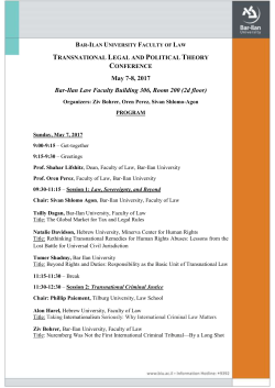 Bar-Ilan University Faculty of Law Transnational Legal and Political