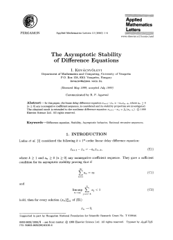 The Asymptotic Stability of Difference Equations