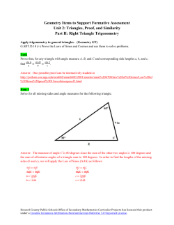 Common Core Geometry Unit 2 Items to Support Formative