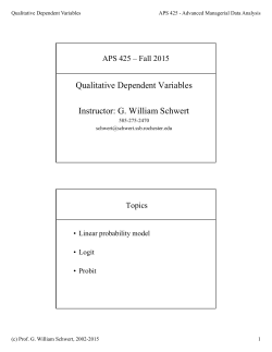 Qualitative Dependent Variables Instructor: G. William Schwert