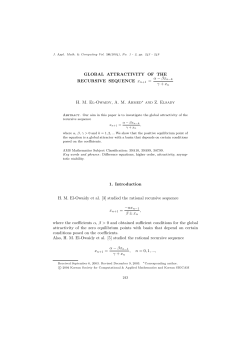 GLOBAL ATTRACTIVITY OF THE RECURSIVE SEQUENCE xn+1 = &alpha;