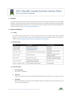 2017 TeamBC Canada Summer Games Team