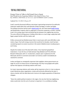 Energy Firms in Talks to Sell Israeli Gas to Egypt