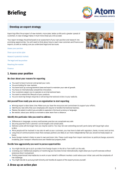 Develop an export strategy