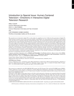 Human-Centered Television&mdash;Directions in Interactive Digital
