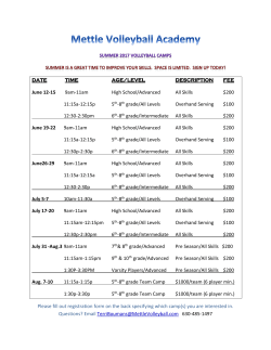 June 12-15 9am-11am High School/Advanced All Skills $200 11