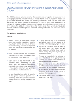 ECB Guidelines for Junior Players in Open Age