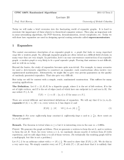 Lecture 20 1 Expanders - UBC Computer Science