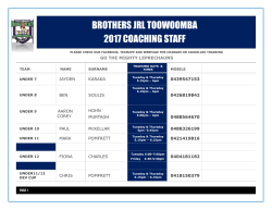 BROTHERS JRL TOOWOOMBA 2017 COACHING STAFF