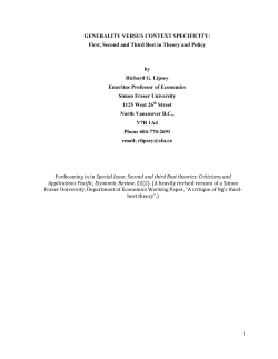 1 GENERALITY VERSUS CONTEXT SPECIFICITY: First, Second
